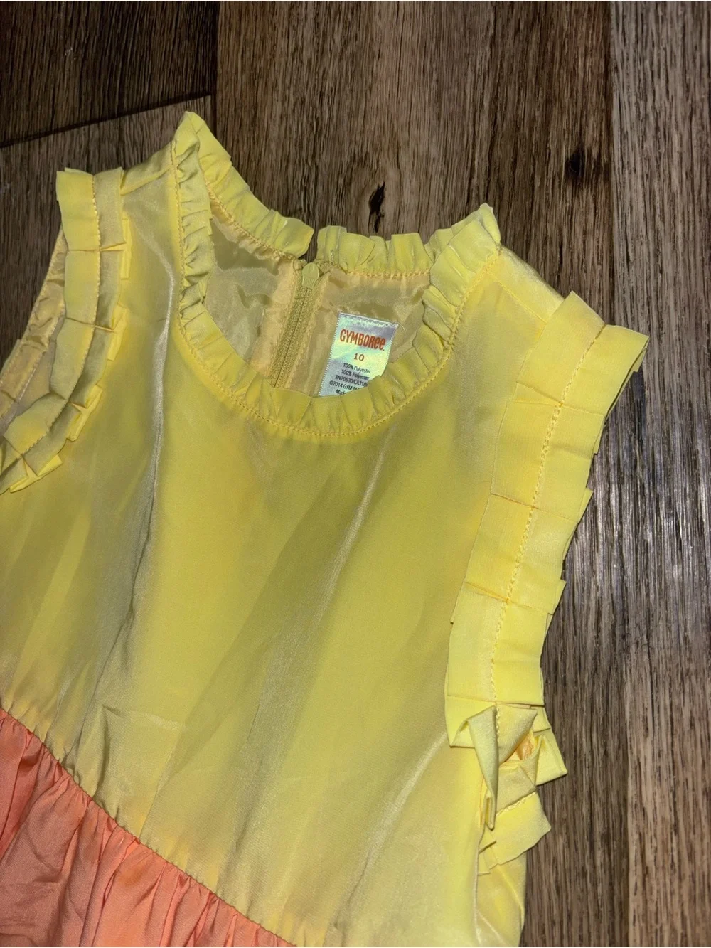 Girls Gymboree Colorblock Yellow Orange Pink Tiered Dress Sz. 10